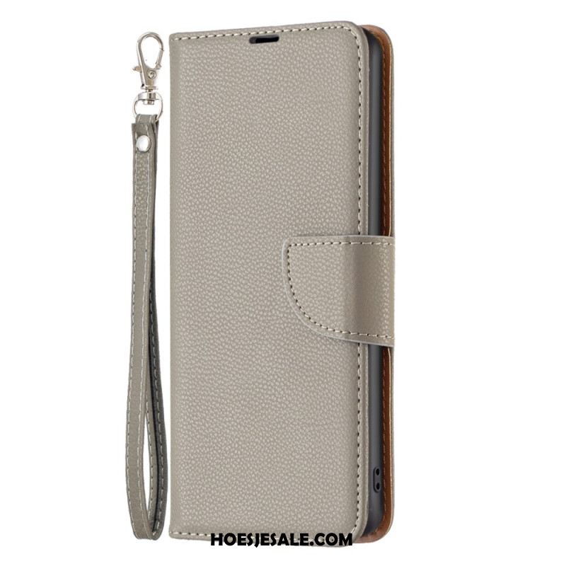 Flip Case Leren Xiaomi Redmi Note 13 Pro 5g Litchi Kunstleer Met Riem