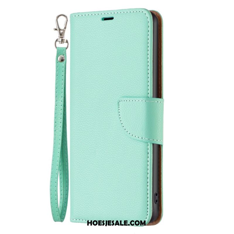 Flip Case Leren Xiaomi Redmi Note 13 Pro 5g Litchi Kunstleer Met Riem