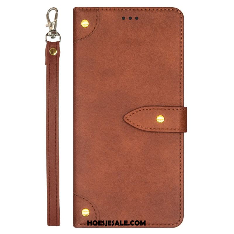 Flip Case Leren Xiaomi Redmi Note 13 Pro Plus 5g Idewei Decoratieve Klinknagels