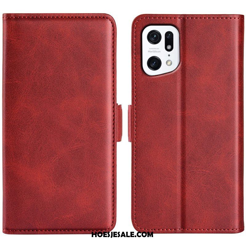 Flip Case voor Oppo Find X5 Folio-hoesje Dubbele Klep