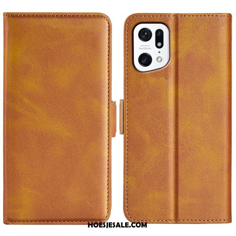 Flip Case voor Oppo Find X5 Folio-hoesje Dubbele Klep