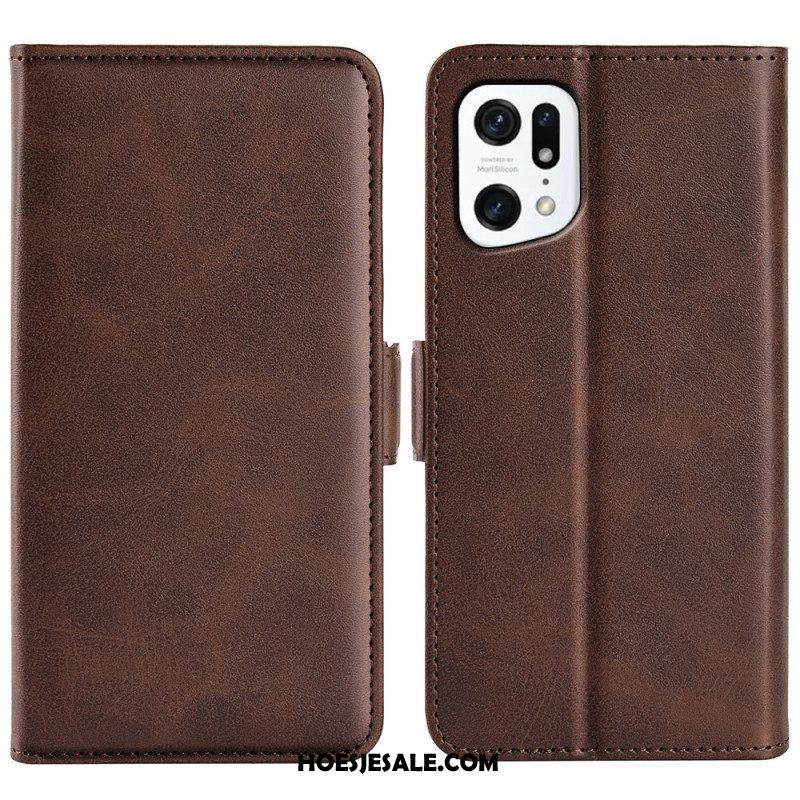 Flip Case voor Oppo Find X5 Folio-hoesje Dubbele Klep