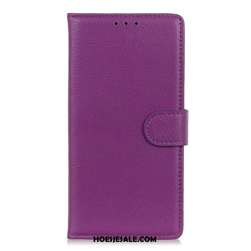 Flip Case voor Samsung Galaxy S21 5G Traditioneel Litchi Kunstleer