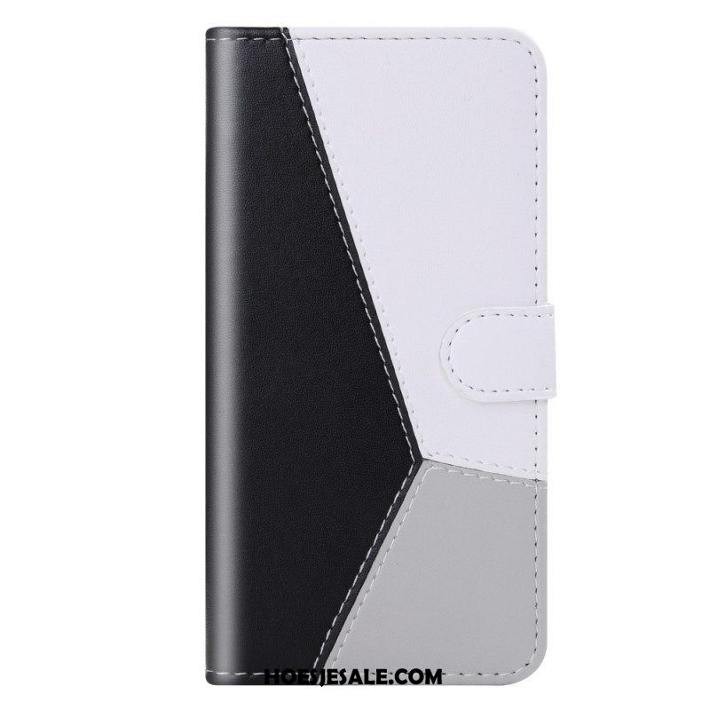 Flip Case voor Samsung Galaxy S22 5G Driekleurig Leereffect