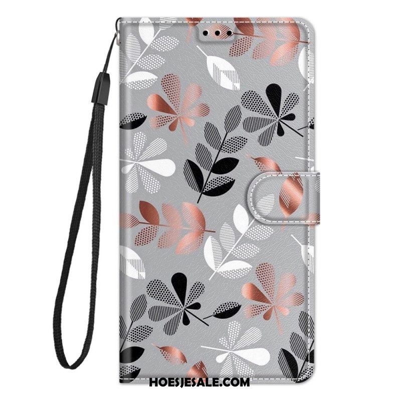 Flip Case voor Xiaomi 12 / 12X Met Ketting Strakke Bloemen