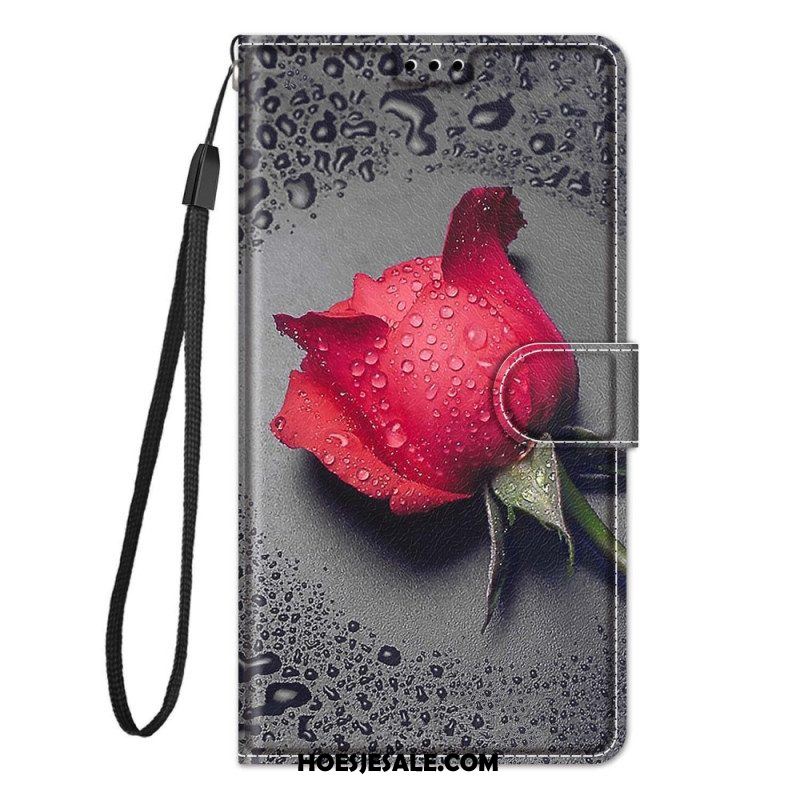 Flip Case voor Xiaomi 12 / 12X Met Ketting Strakke Bloemen