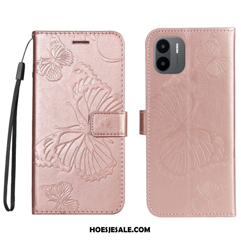 Flip Case voor Xiaomi Redmi A1 Met Ketting Gigantische Riemvlinders