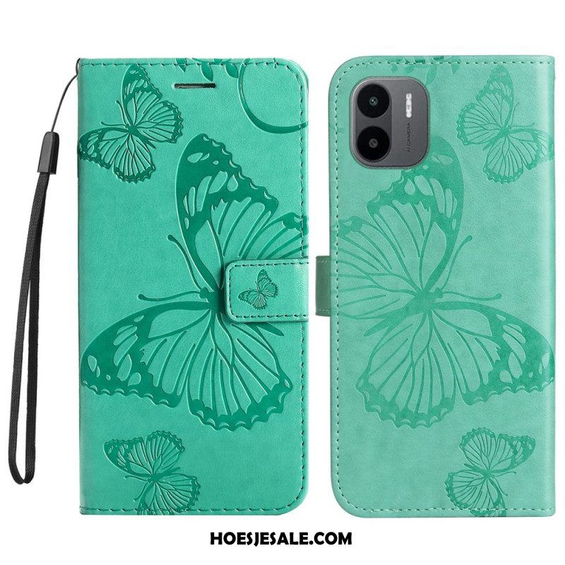 Flip Case voor Xiaomi Redmi A1 Met Ketting Gigantische Riemvlinders