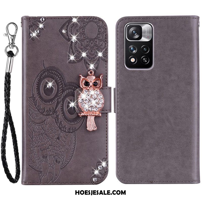 Flip Case voor Xiaomi Redmi Note 11 Pro Plus 5G Uil Mandala En Charme