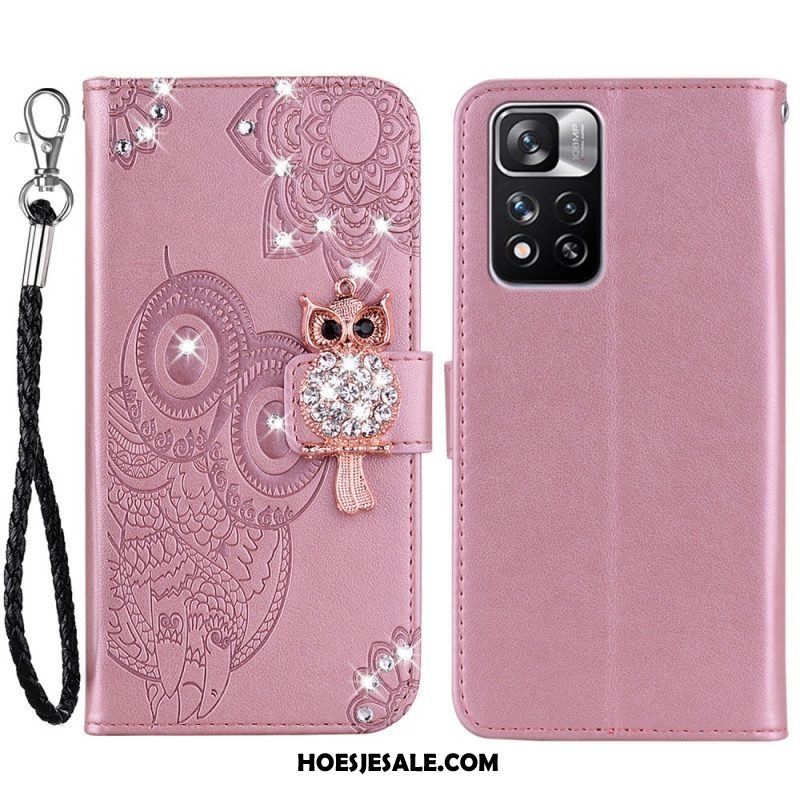 Flip Case voor Xiaomi Redmi Note 11 Pro Plus 5G Uil Mandala En Charme