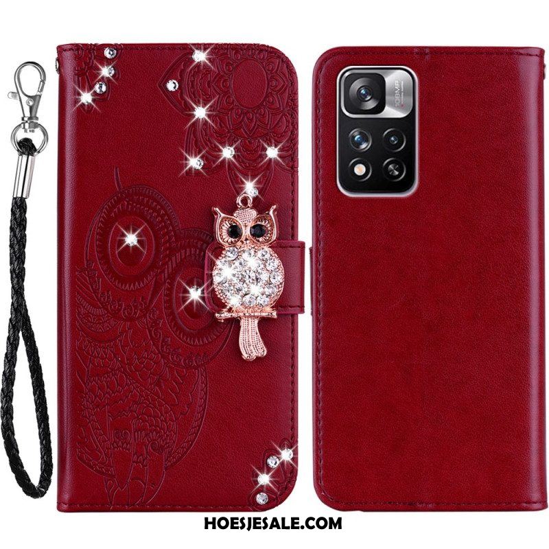 Flip Case voor Xiaomi Redmi Note 11 Pro Plus 5G Uil Mandala En Charme