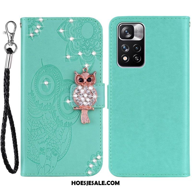 Flip Case voor Xiaomi Redmi Note 11 Pro Plus 5G Uil Mandala En Charme