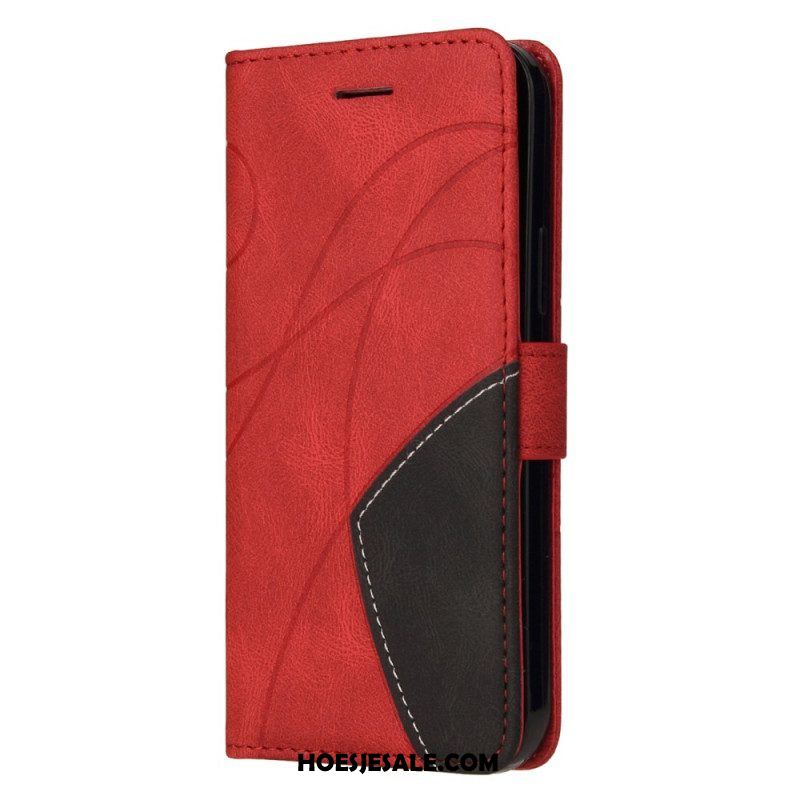 Flip Case voor Xiaomi Redmi Note 12 5G Met Ketting Tweekleurige Riem