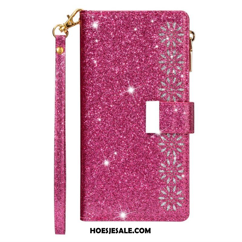 Flip Case voor iPhone 15 Pro Max Glitter Met Portemonnee