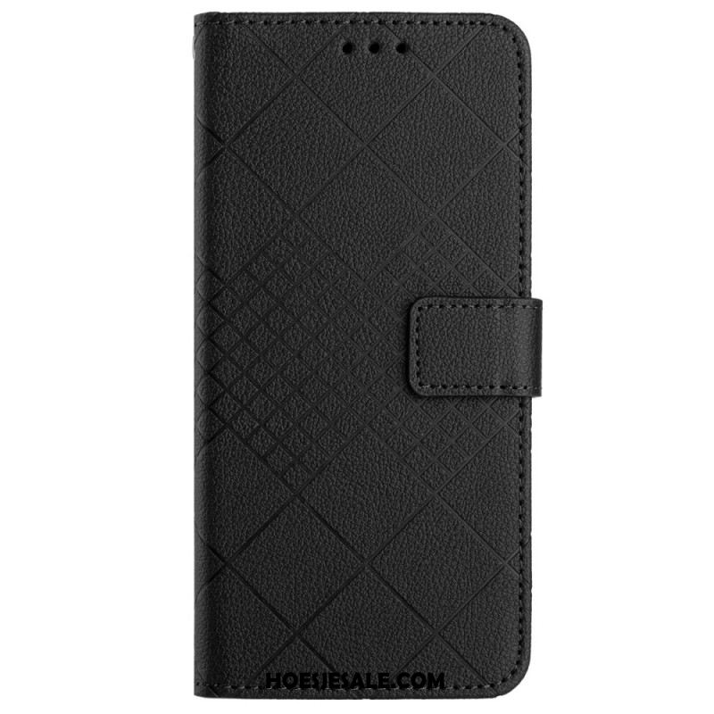 Folio-hoesje Oneplus 12 5g Telefoonhoesje Lycheetextuur Met Diamanten