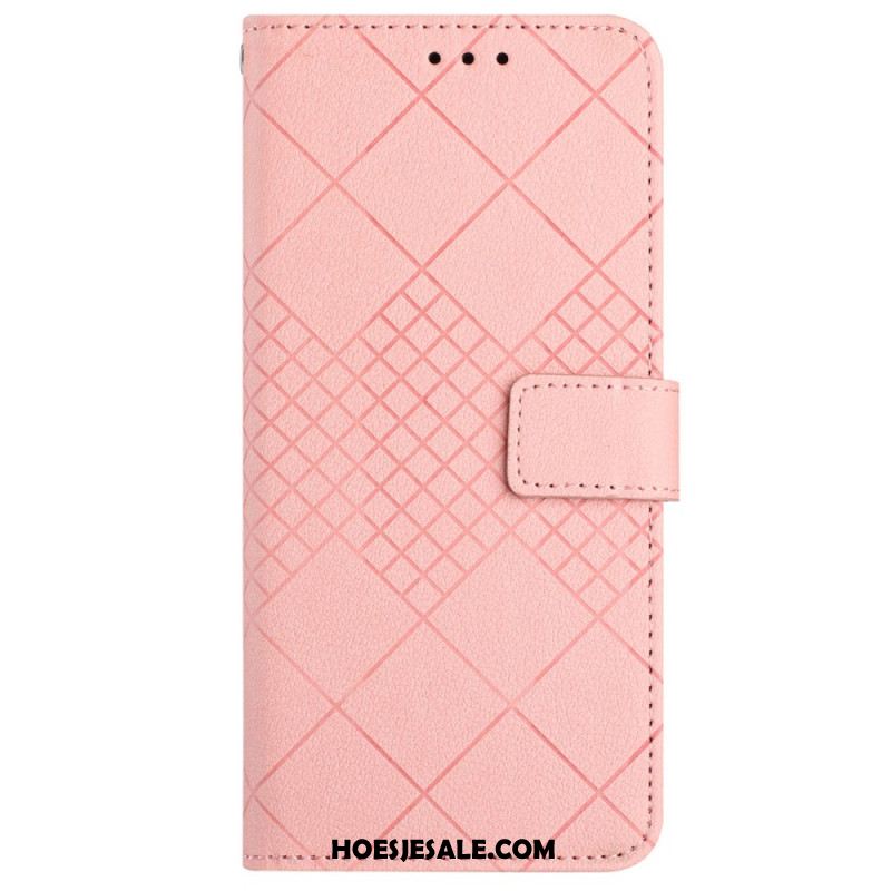 Folio-hoesje Oneplus 12 5g Telefoonhoesje Lycheetextuur Met Diamanten