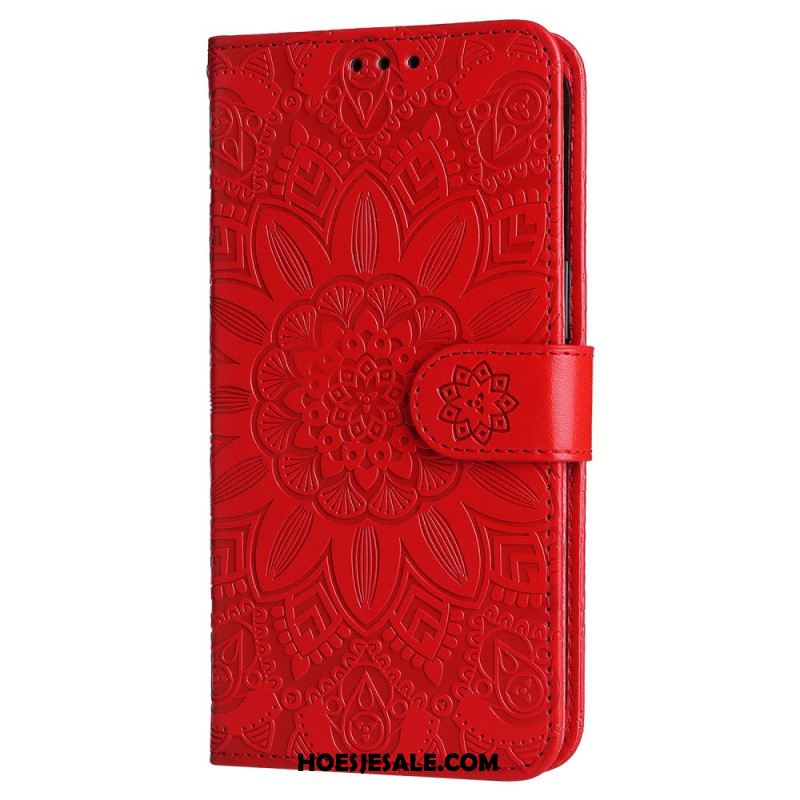 Folio-hoesje Oppo Reno 12 5g Telefoonhoesje Zonnebloempatroon En Riem