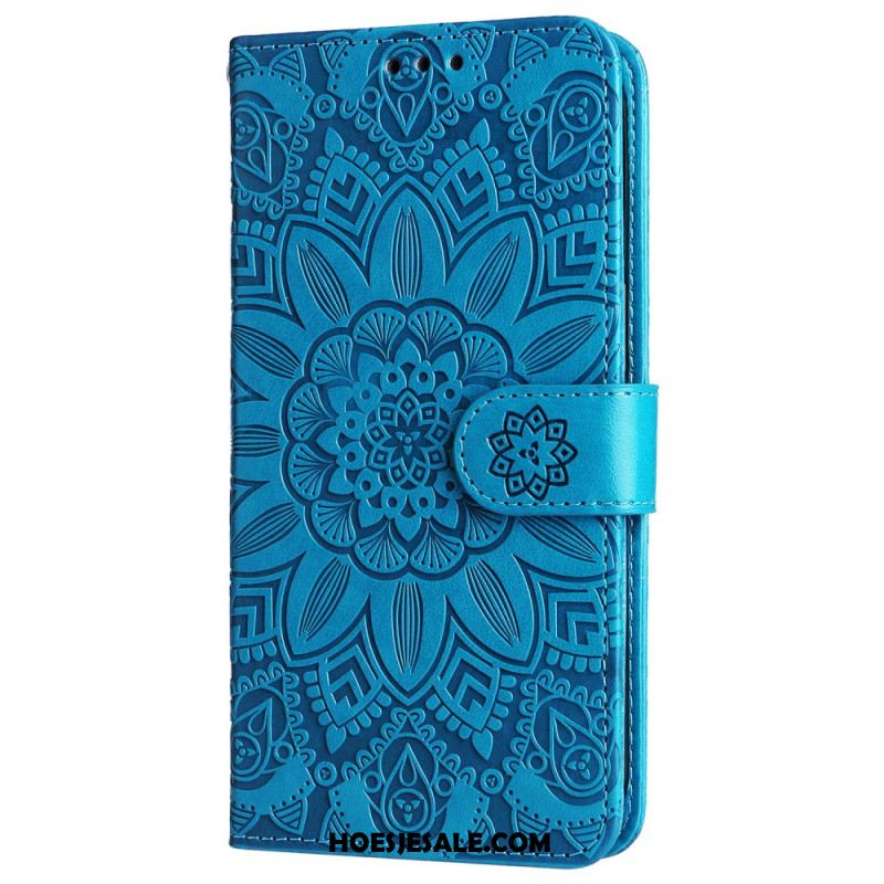 Folio-hoesje Oppo Reno 12 5g Telefoonhoesje Zonnebloempatroon En Riem