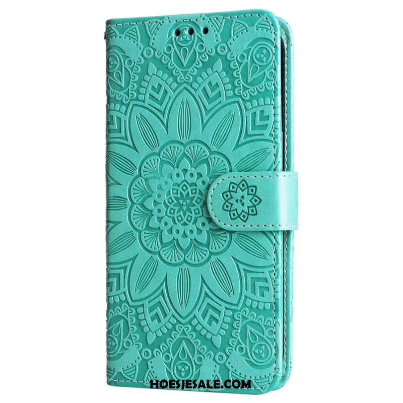 Folio-hoesje Oppo Reno 12 5g Telefoonhoesje Zonnebloempatroon En Riem