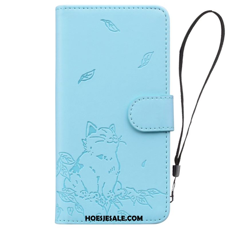 Folio-hoesje Samsung Galaxy A16 5g Telefoonhoesje Kattenopdruk Met Riem