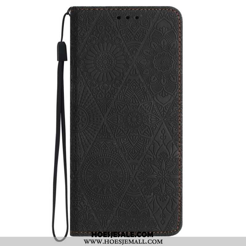 Folio-hoesje Samsung Galaxy A55 5g Telefoonhoesje Patchwork Met Bandje