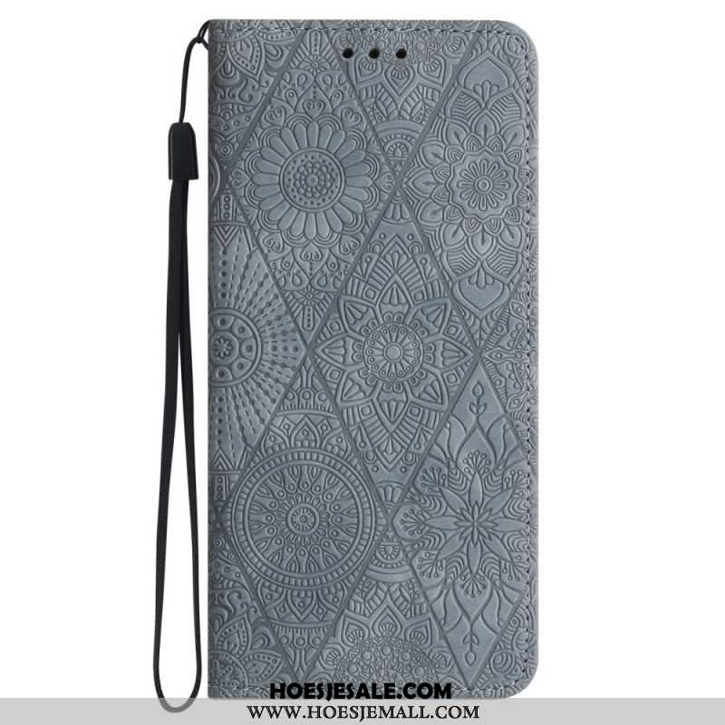 Folio-hoesje Samsung Galaxy A55 5g Telefoonhoesje Patchwork Met Bandje