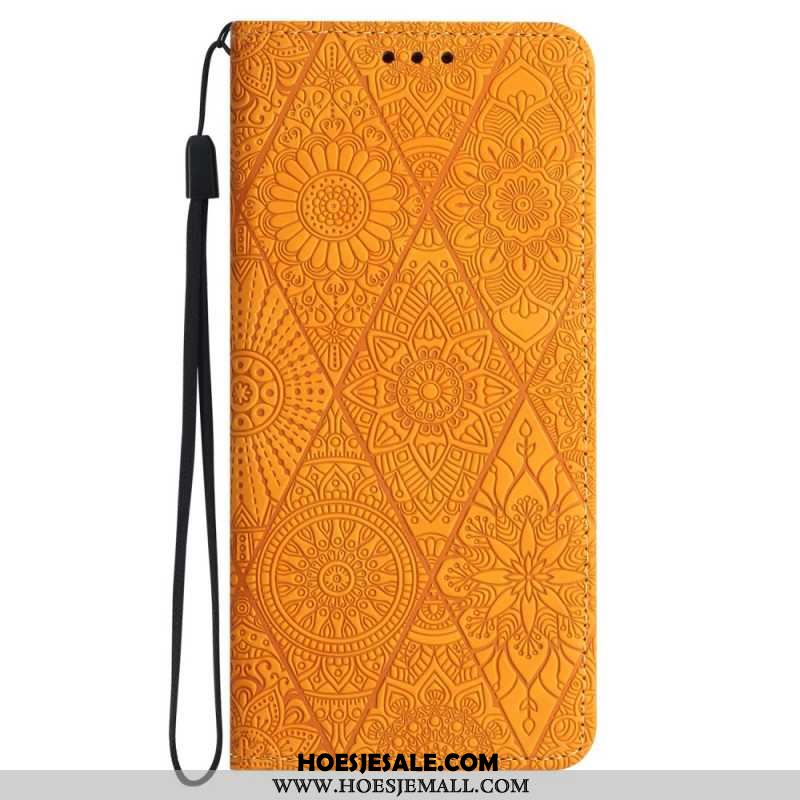 Folio-hoesje Samsung Galaxy A55 5g Telefoonhoesje Patchwork Met Bandje