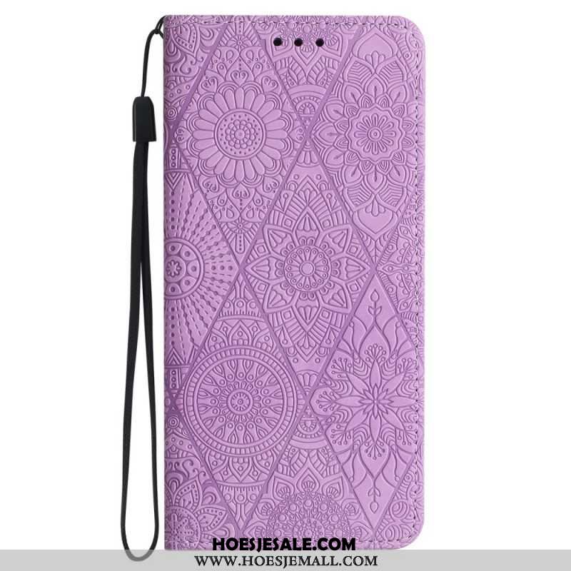 Folio-hoesje Samsung Galaxy A55 5g Telefoonhoesje Patchwork Met Bandje