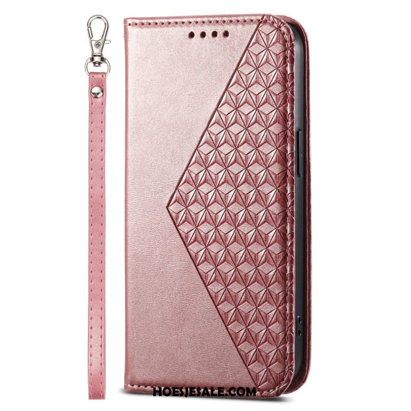 Folio-hoesje Samsung Galaxy M55 5g Telefoonhoesje Diamanten Fries Met Band