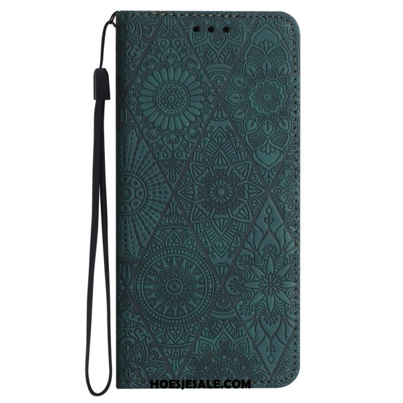 Folio-hoesje Samsung Galaxy S24 5g Tapestry-stijl Met Riem