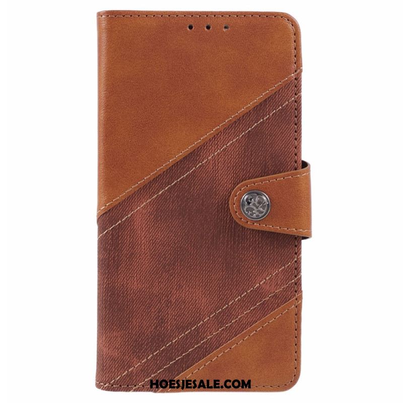 Folio-hoesje Samsung Galaxy S24 5g Tweekleurige Jeansstijl