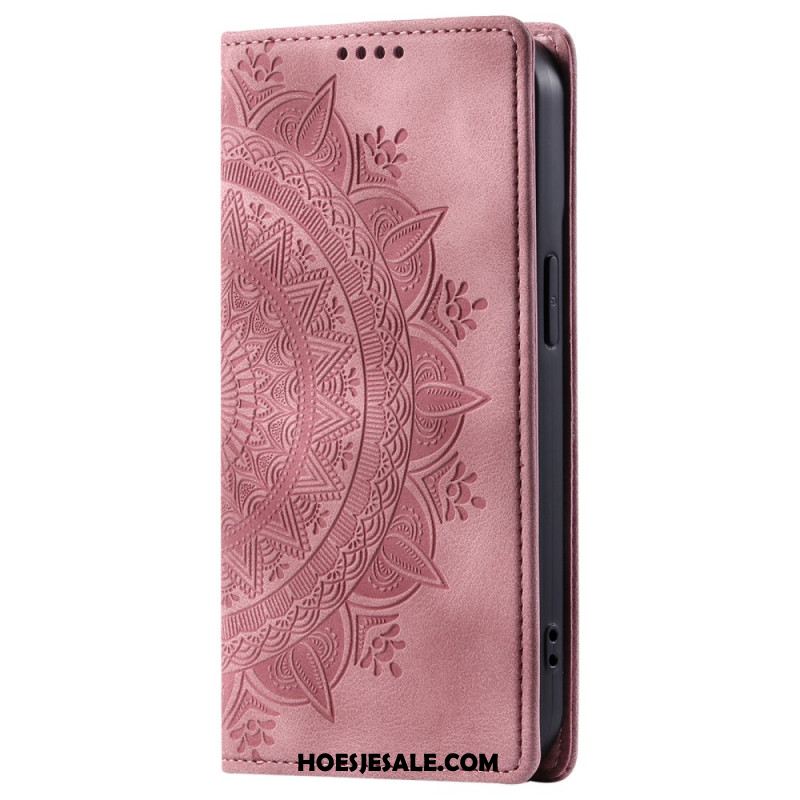 Folio-hoesje Samsung Galaxy S24 Fe Mandala Suède-effect Bescherming Hoesje