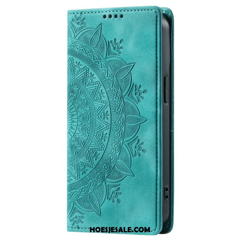 Folio-hoesje Samsung Galaxy S24 Fe Mandala Suède-effect Bescherming Hoesje