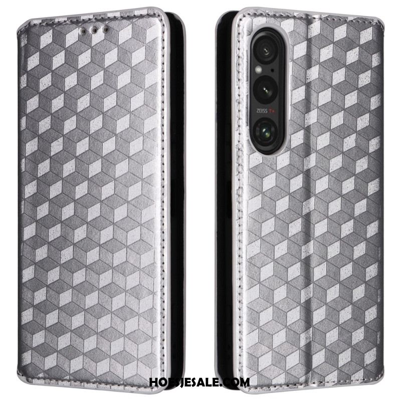 Folio-hoesje Sony Xperia 1 Vi 3d-ruitpatroon Bescherming Hoesje