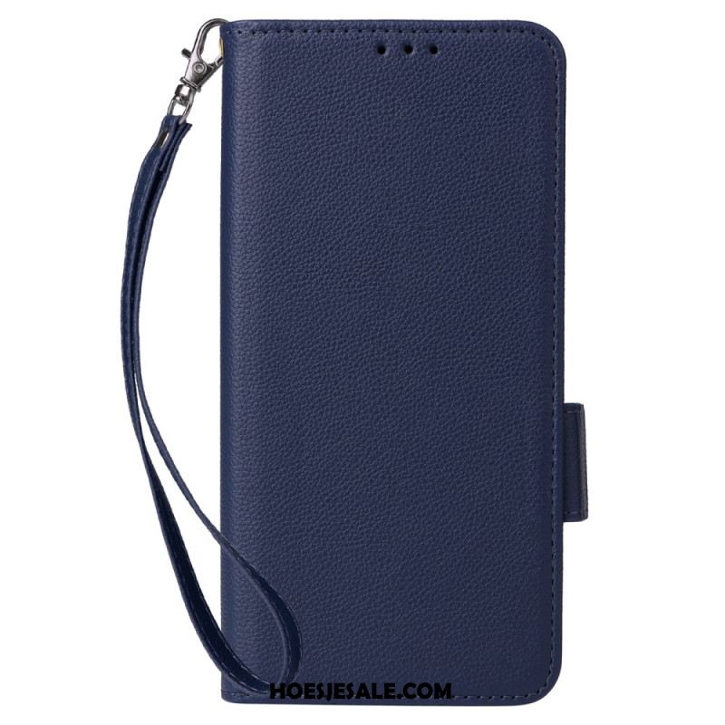 Folio-hoesje Sony Xperia 10 Vi Telefoonhoesje Dubbele Sluiting En Riem Met Litchi-textuur