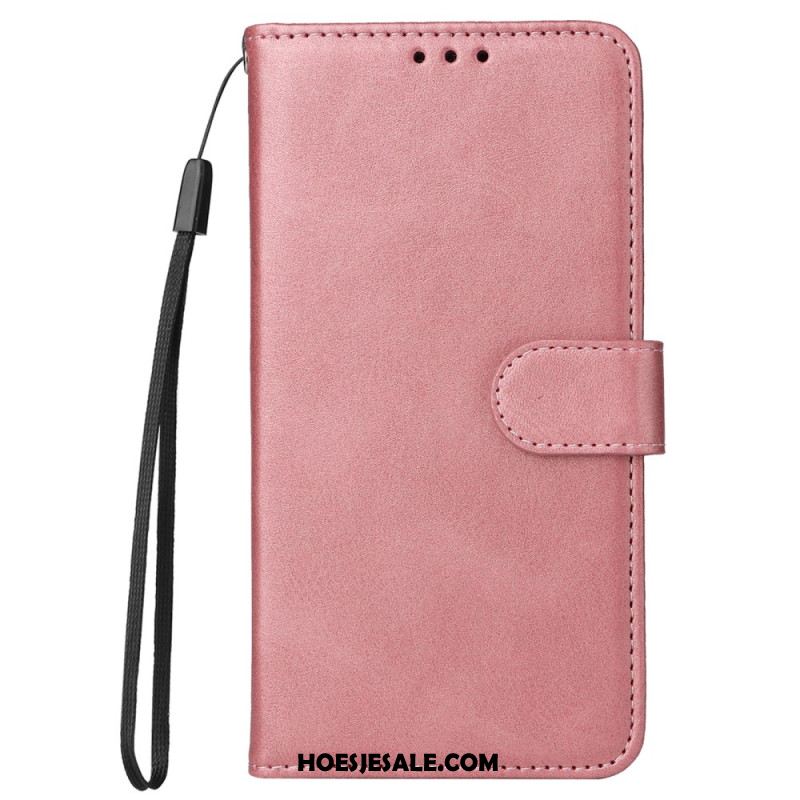 Folio-hoesje Xiaomi 14 Telefoonhoesje Effen Leereffect Met Riem