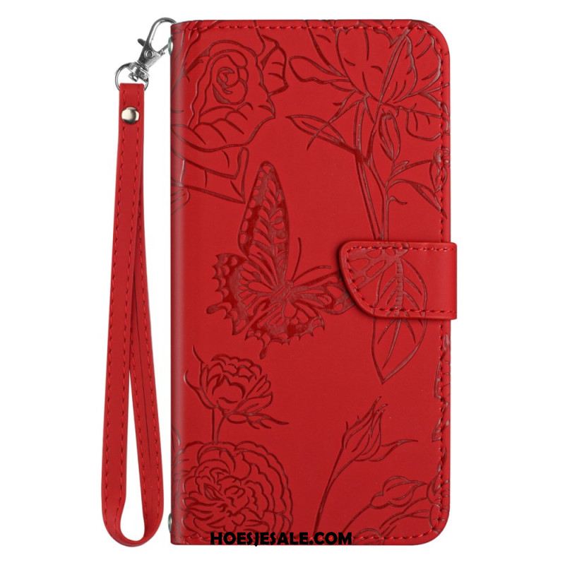 Folio-hoesje Xiaomi Redmi Note 13 4g Telefoonhoesje Vlinderprint Met Bandje