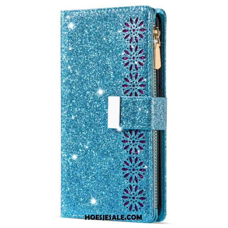 Folio-hoesje Xiaomi Redmi Note 13 5g Telefoonhoesje Portemonnee Met Glitterrits