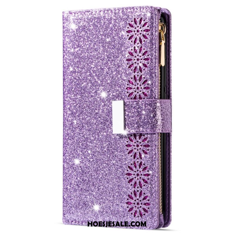 Folio-hoesje Xiaomi Redmi Note 13 5g Telefoonhoesje Portemonnee Met Glitterrits