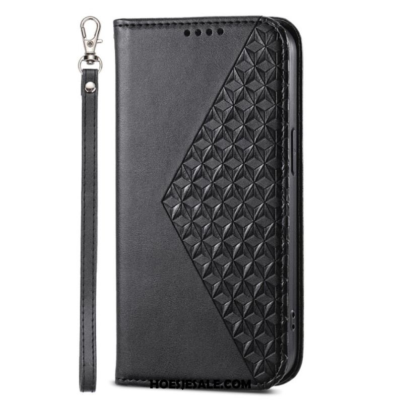 Folio-hoesje iPhone 16 Diamantontwerp Met Riem