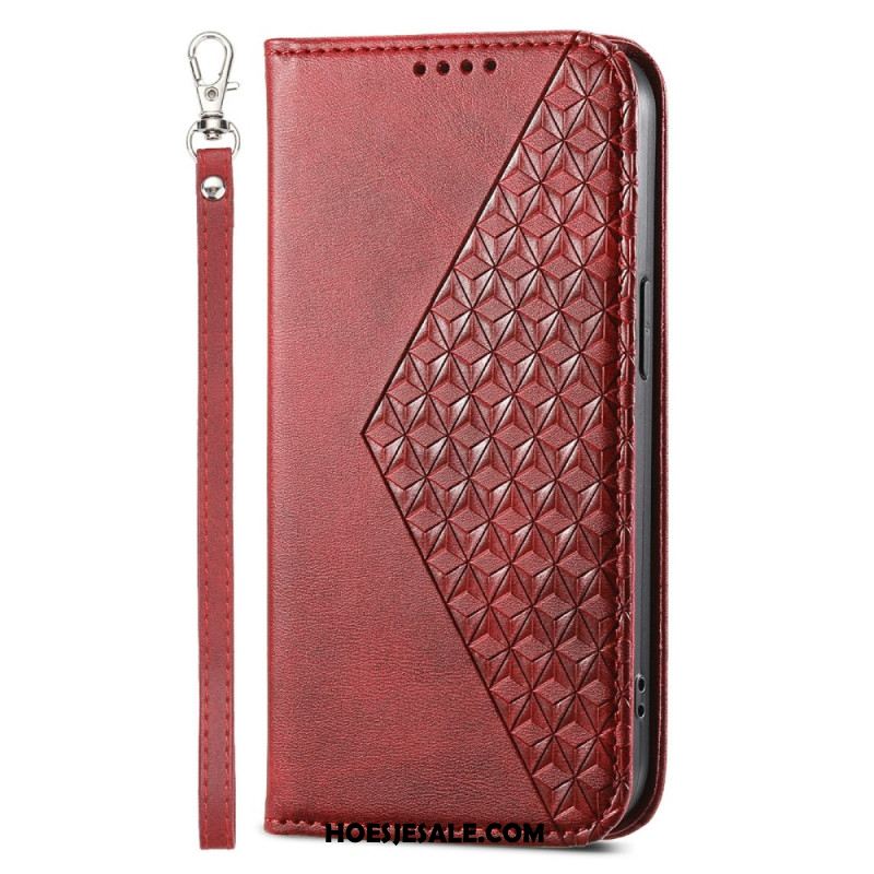 Folio-hoesje iPhone 16 Diamantontwerp Met Riem