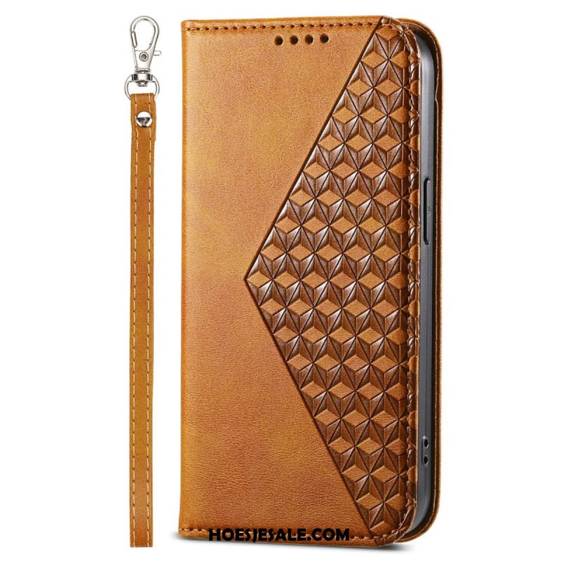 Folio-hoesje iPhone 16 Diamantontwerp Met Riem