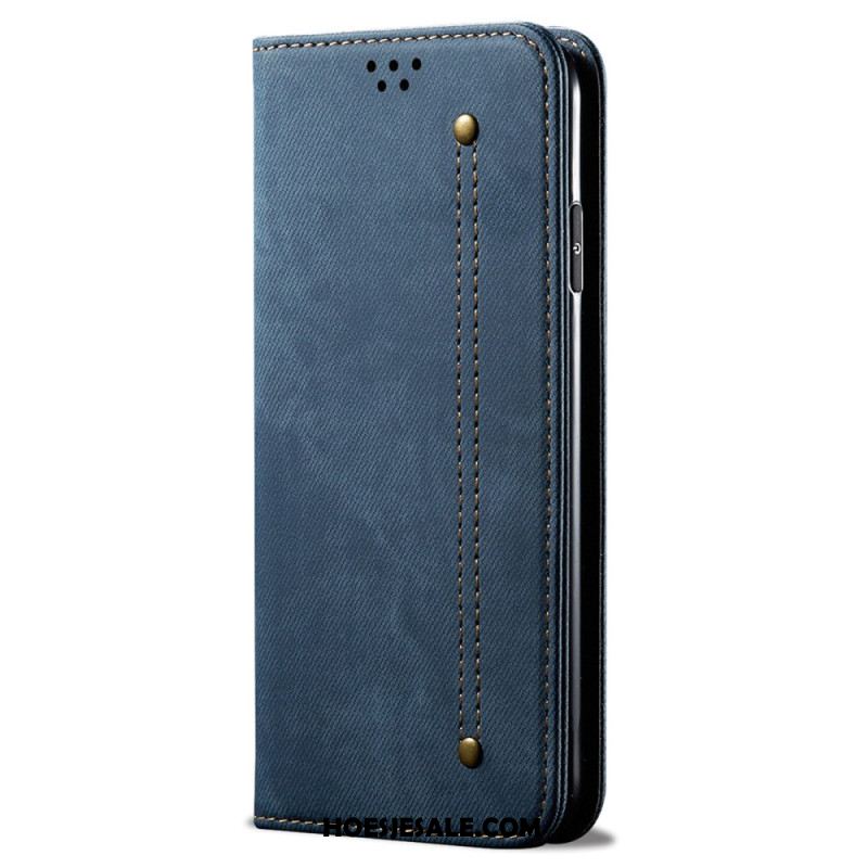 Folio-hoesje iPhone 16 Jeansstof