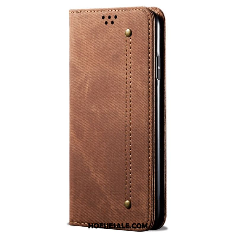 Folio-hoesje iPhone 16 Plus Jeansstof Bescherming Hoesje