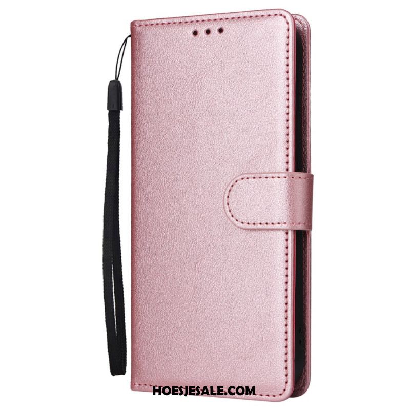 Folio-hoesje iPhone 16 Pro Telefoonhoesje Leren Bandstijl