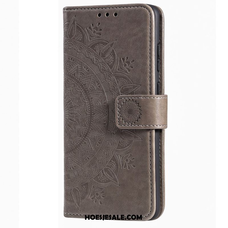 Folio-hoesje iPhone 16 Pro Telefoonhoesje Mandala Zon Met Riem