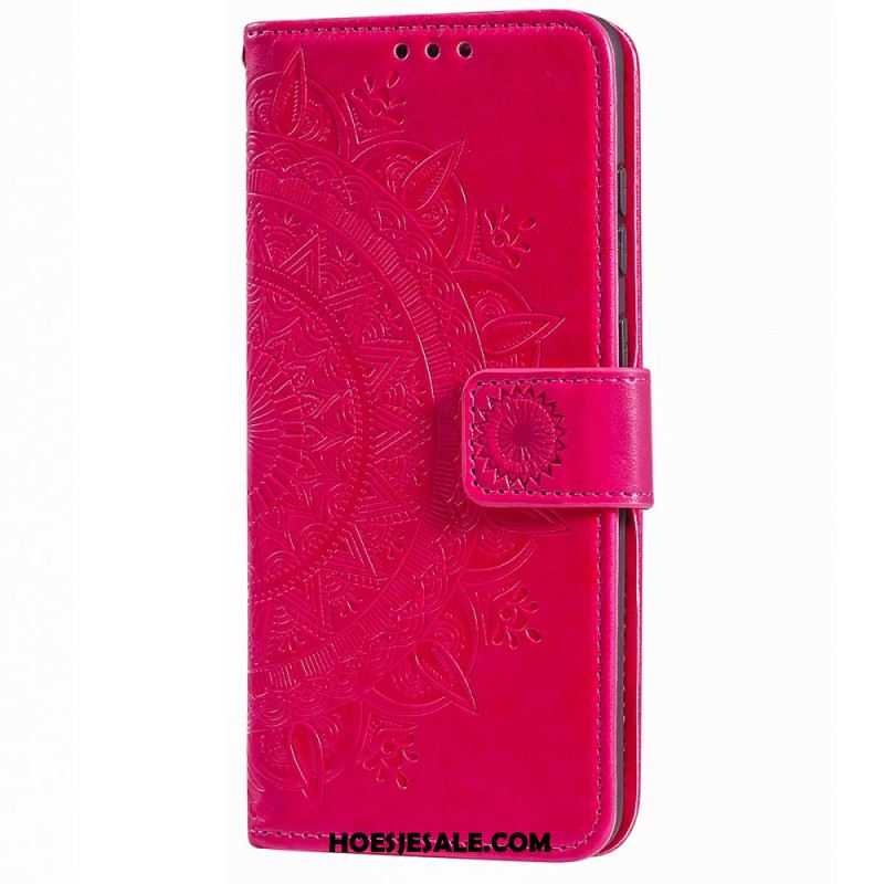 Folio-hoesje iPhone 16 Pro Telefoonhoesje Mandala Zon Met Riem