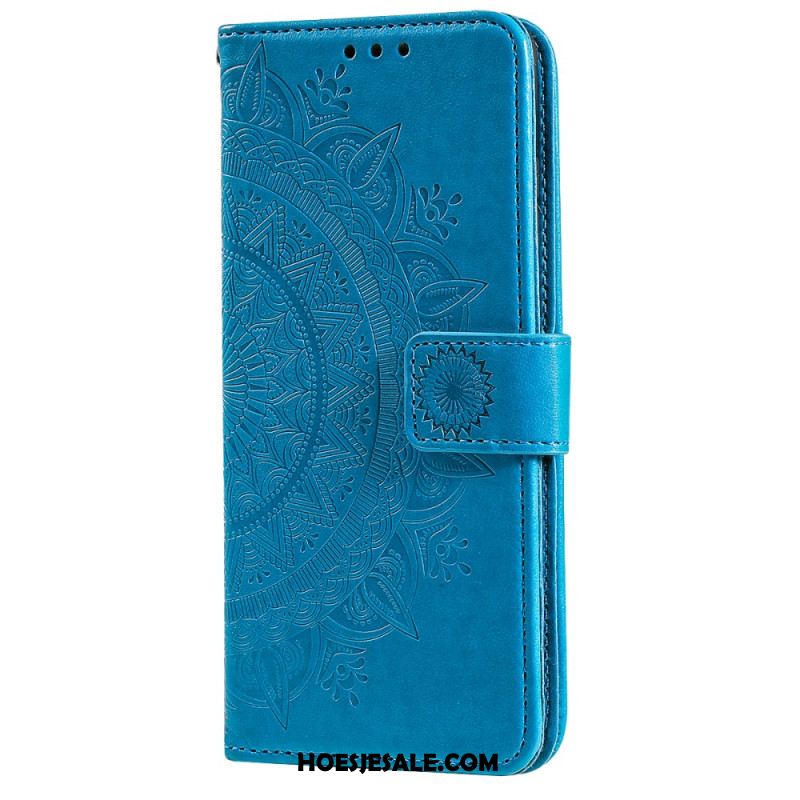 Folio-hoesje iPhone 16 Pro Telefoonhoesje Mandala Zon Met Riem