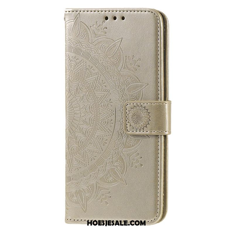 Folio-hoesje iPhone 16 Pro Telefoonhoesje Mandala Zon Met Riem