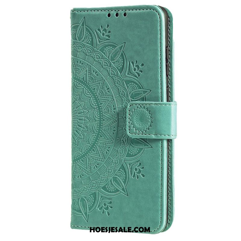 Folio-hoesje iPhone 16 Pro Telefoonhoesje Mandala Zon Met Riem